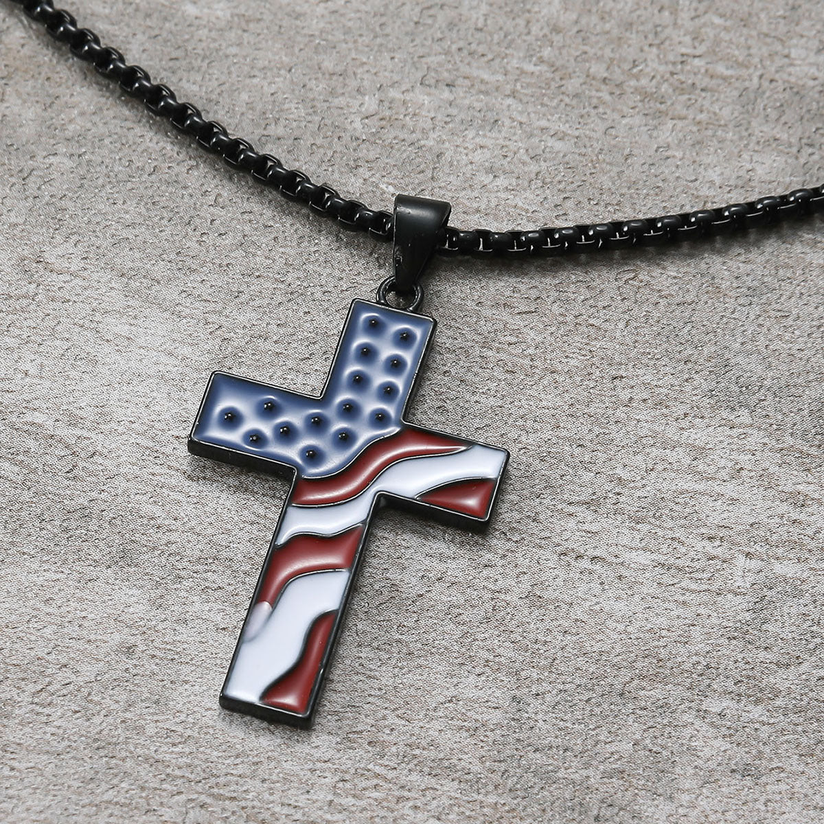 American Flag Cross Pendant Necklace