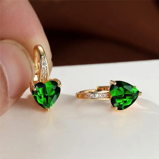 Green Heart-shaped Ear Clips