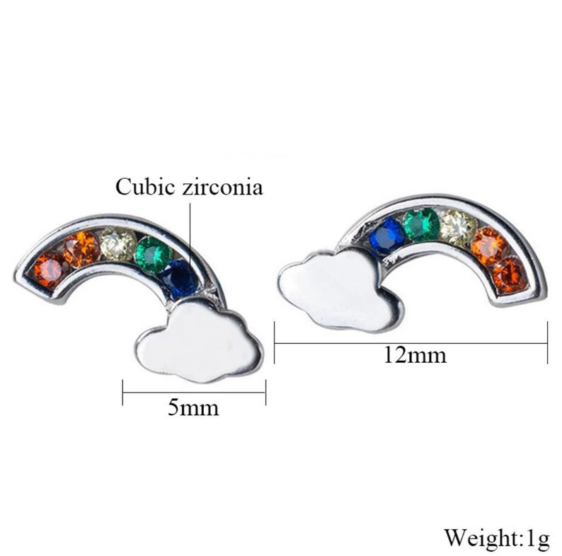 Zircon Rainbow Cloud Stud Earrings