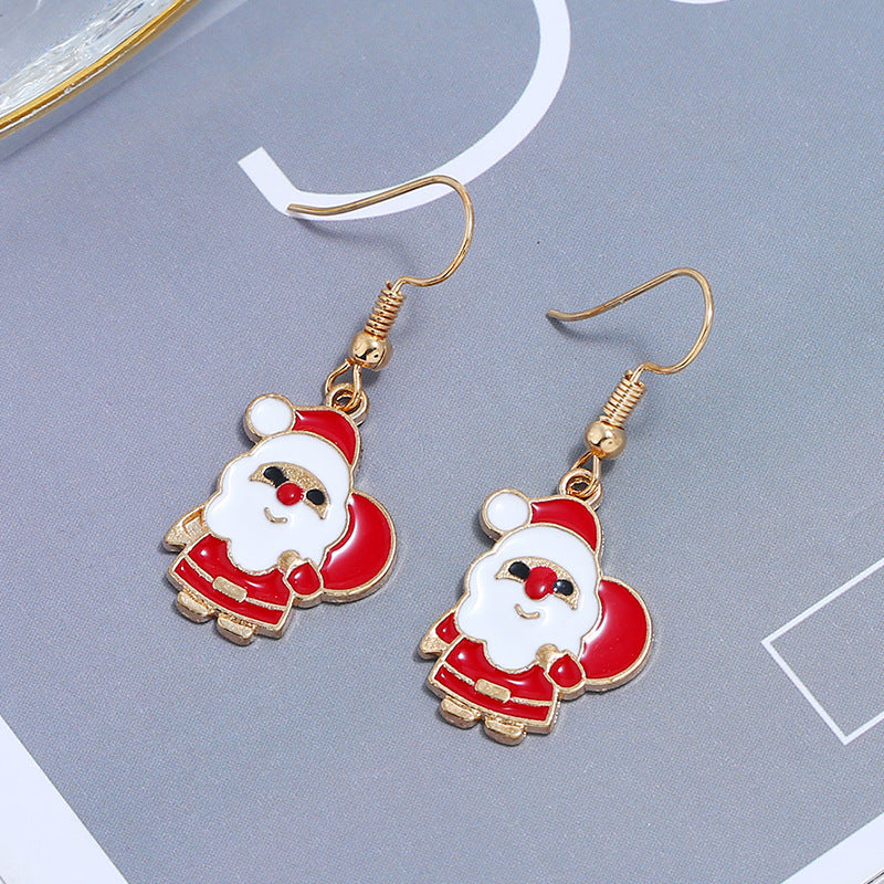 Colorful Santa Claus Gift Earrings Necklace Set