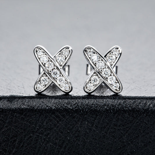 European And American Instagram-style Light Luxury Cross X Earrings