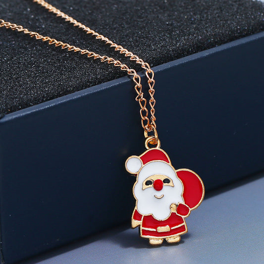 Colorful Santa Claus Gift Earrings Necklace Set