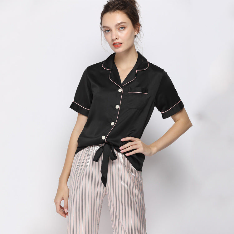 Pajamas Simulation Silk Short-sleeved