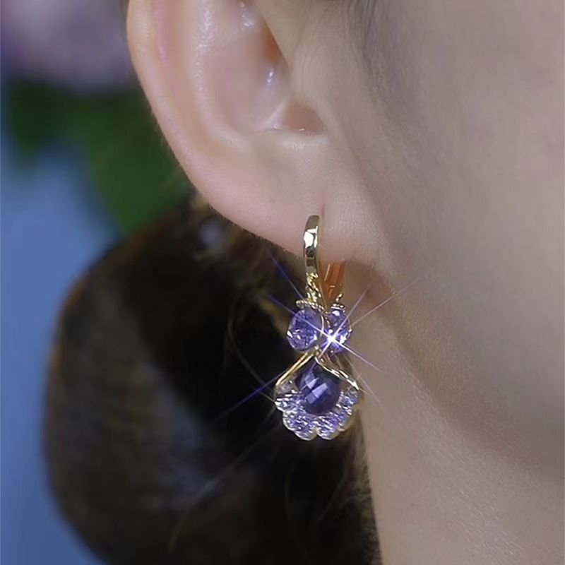 Amethyst Ginkgo Leaf Earrings