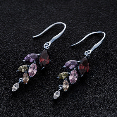 Fashion Leaf Earrings Zircon Earrings
