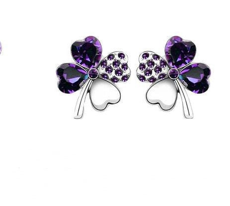 Four-leaf clover crystal earrings