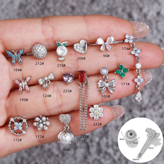 Korean-style Tassel Flower Screw Ball Ear Cartilage Piercing