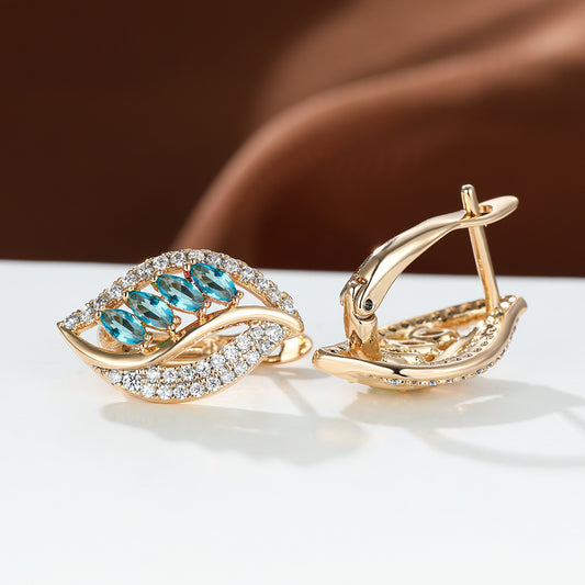 Leaf-shaped Rhinestones Earrings