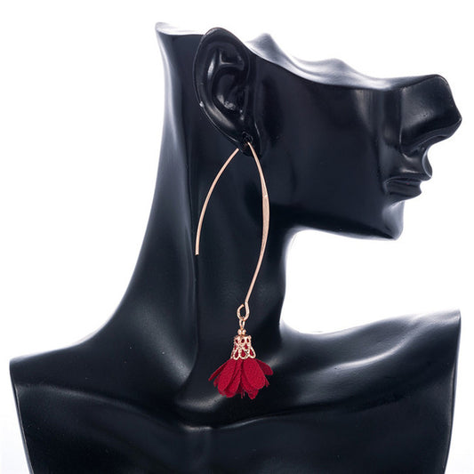 Creative Earrings Fabric Rose Pendant