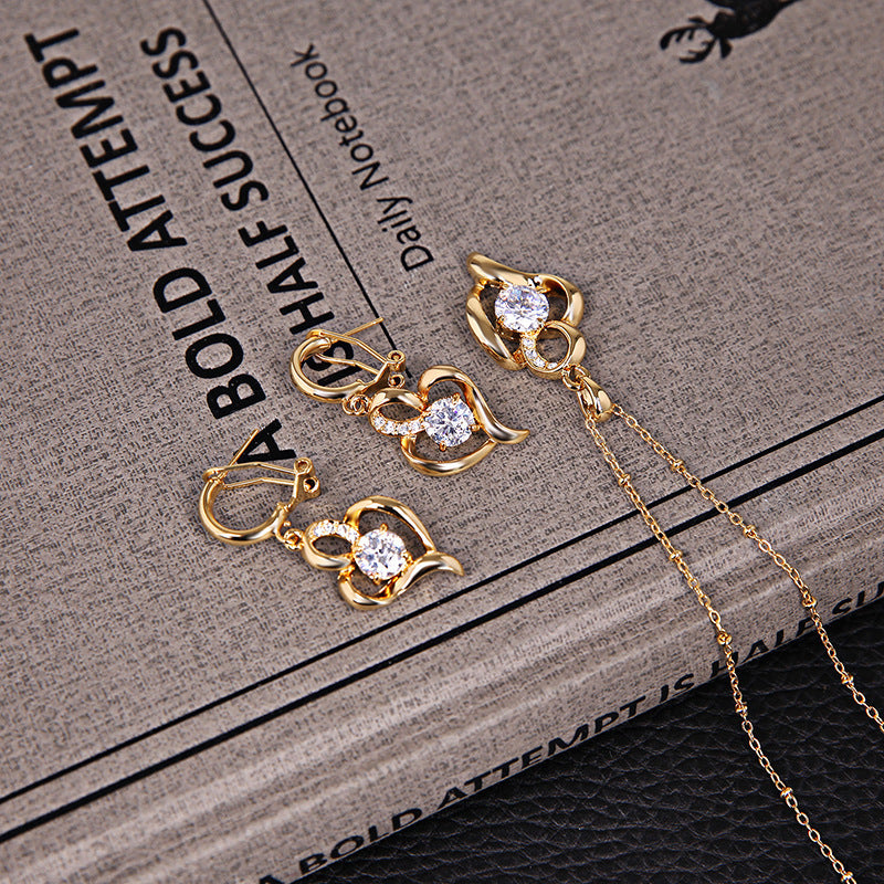 Diamond-studded Jewelry Set Boutique Gift 2-piece Set