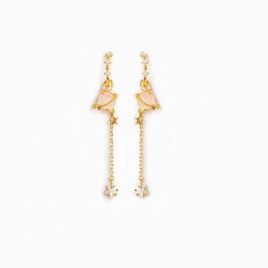Zircon Star Moon Chain Earrings