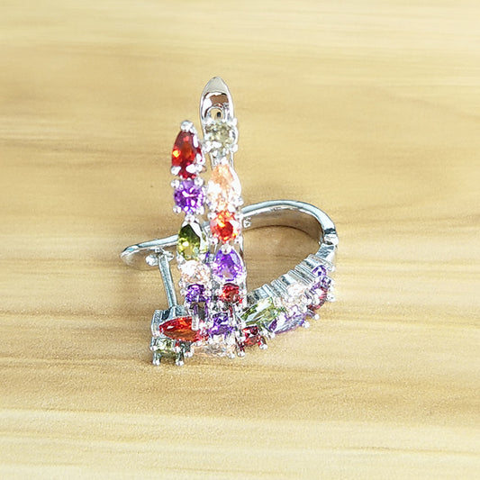 Leaf Hoop Zircon earrings