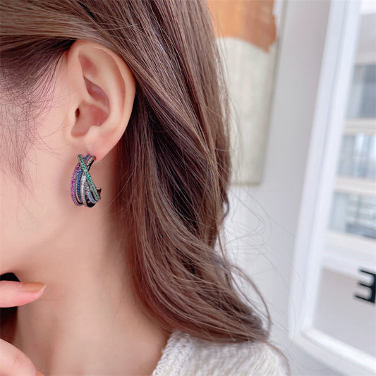 Geometric Line Cross Earrings