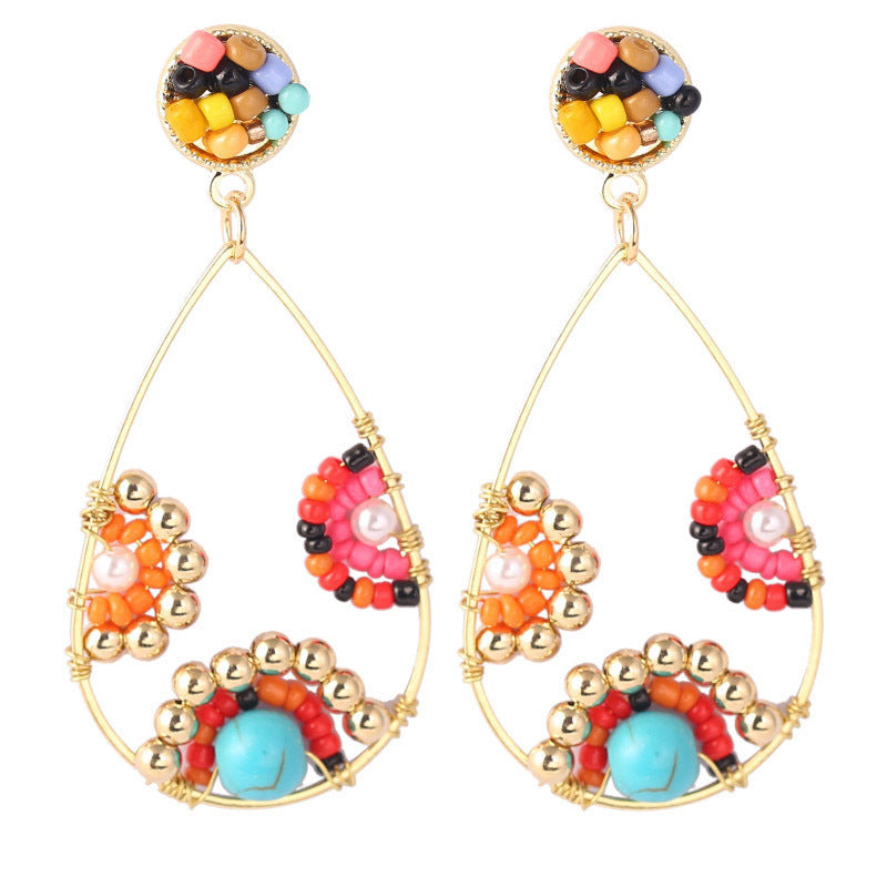 Bohemian Woven Rice Bead Earrings