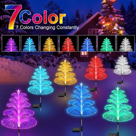 Solar Fiber Optic Christmas Trees
