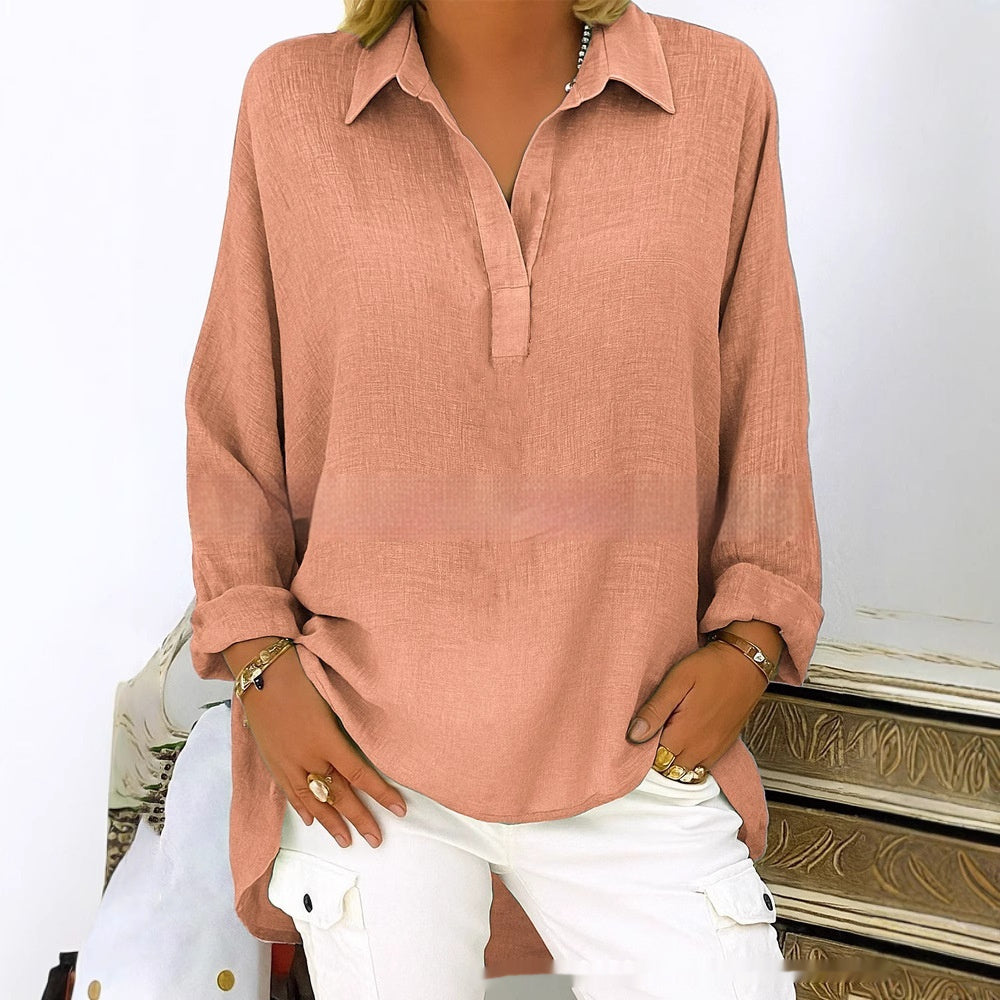 Women's Collared Long Sleeve Button Shirt