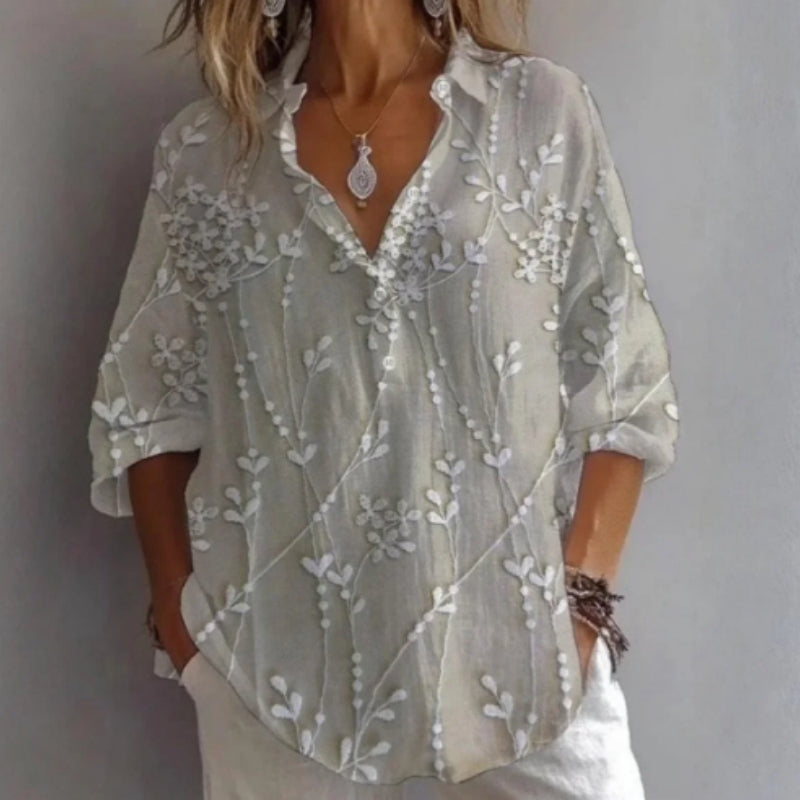 Unique Collared Long Sleeve Top