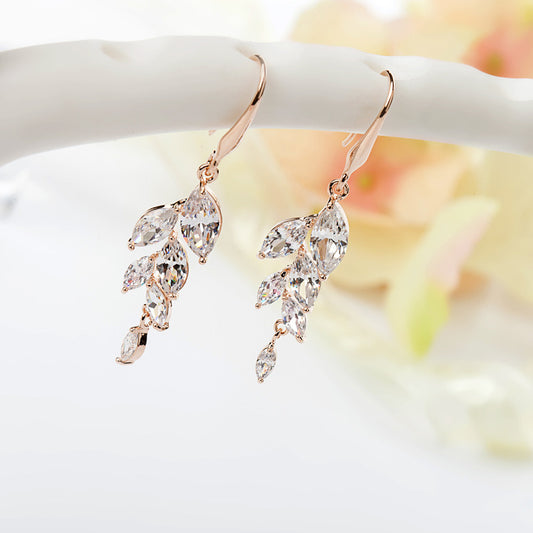Fashion Leaf Earrings Zircon Earrings