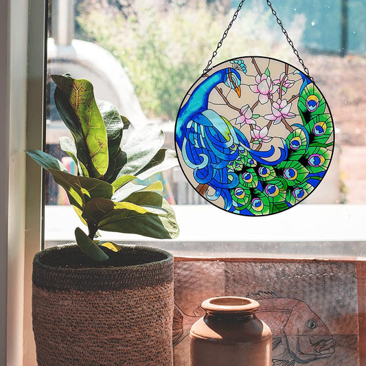 Stained Glass Peacock Suncatcher
