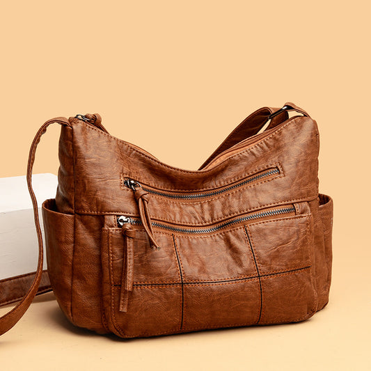 Womens Solid-Color Casual Shoulder Handbag