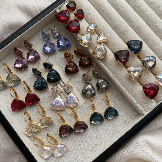 Niche-design Rhinestone-detailed Drop Earrings