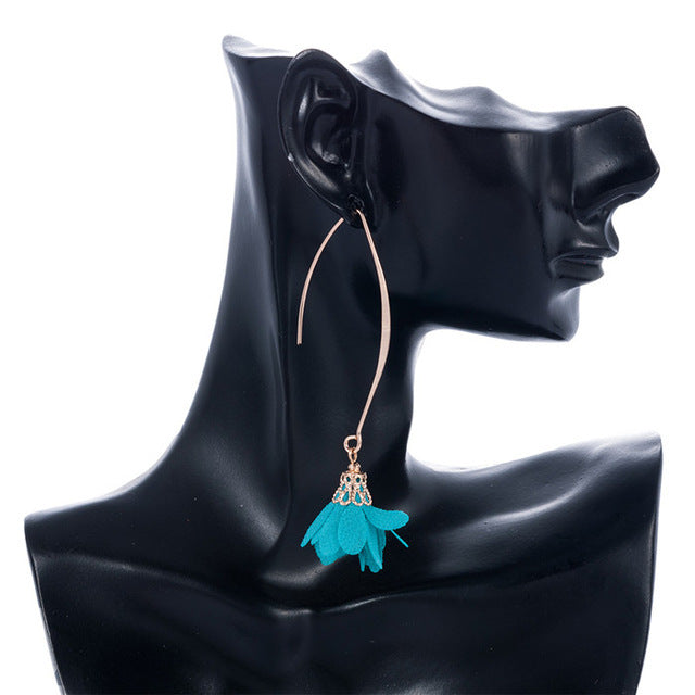 Creative Earrings Fabric Rose Pendant