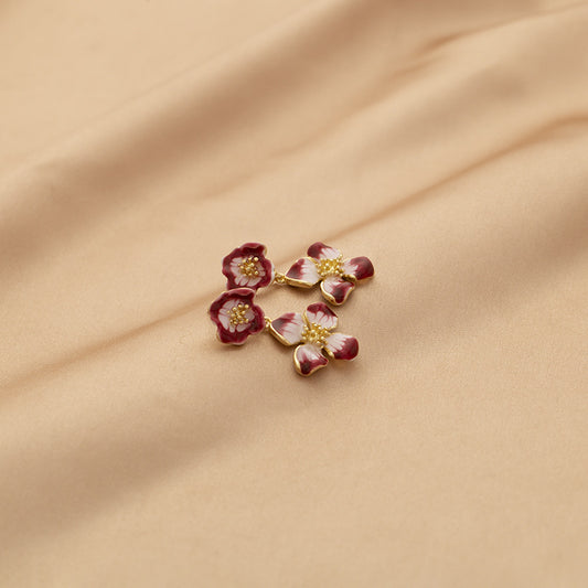 Gradient Flower Clip Earrings