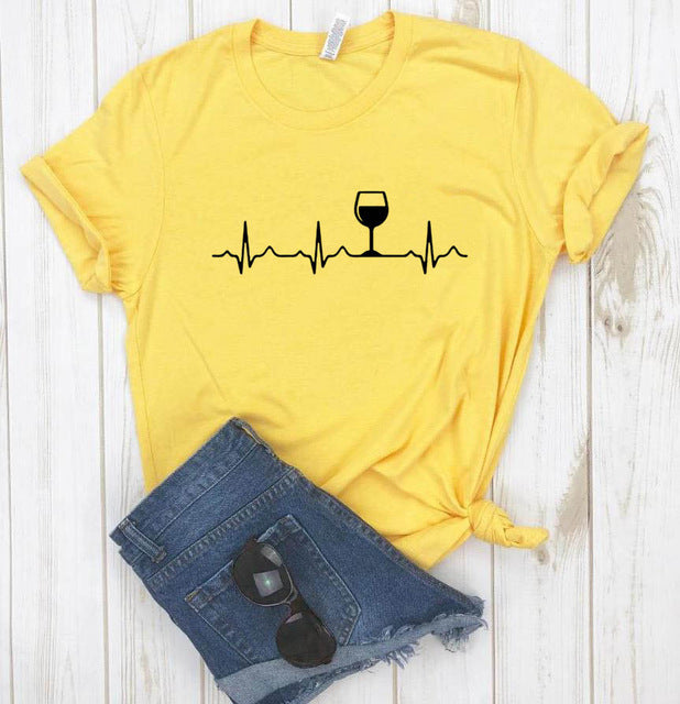 Creative ECG printed casual short sleeve T-shirt