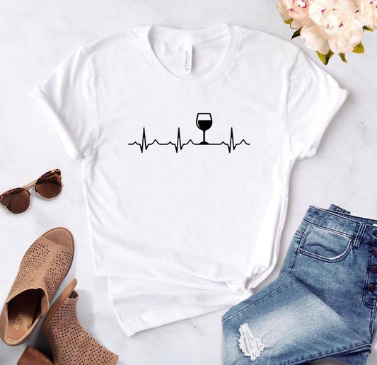 Creative ECG printed casual short sleeve T-shirt