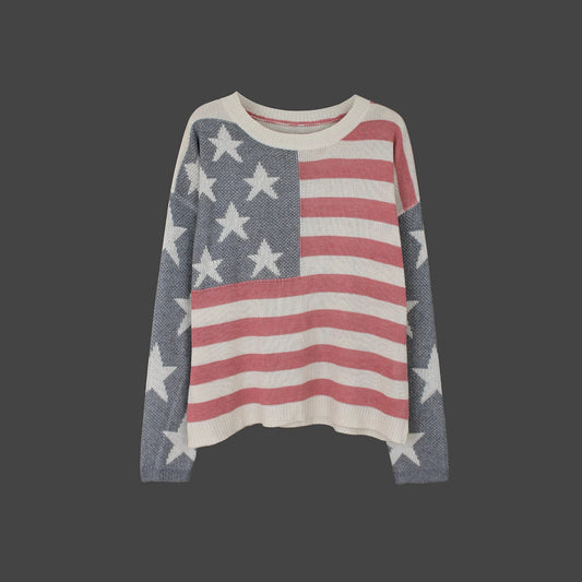 Women's American Flag Sweater-Knitwear