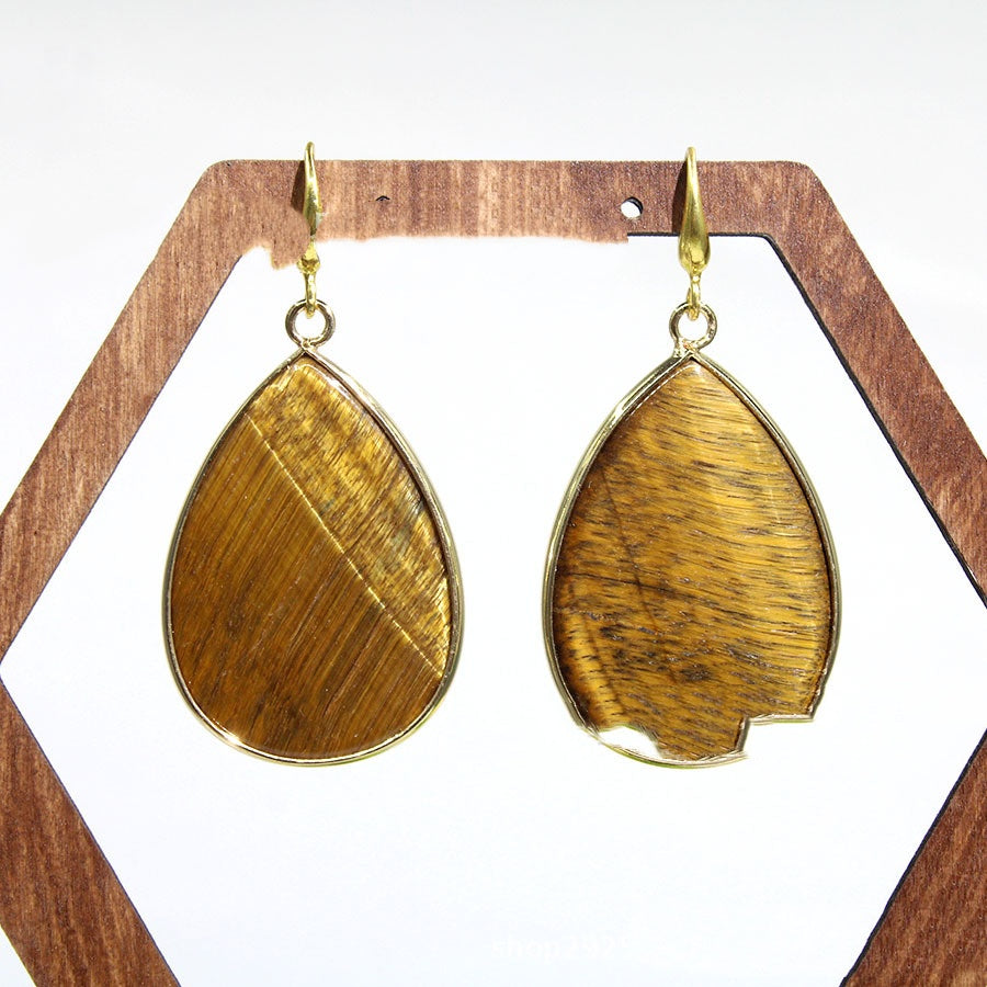 Fashion Bohemian Women's Earrings Natural Stone Amethyst Lapis Lazuli