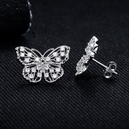 Butterfly Hollow Stud Earrings S925 Silver Stud