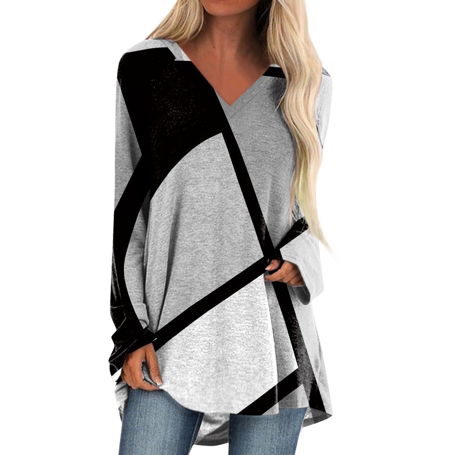 Quality Stitching Long Sleeve V-neck Shirt