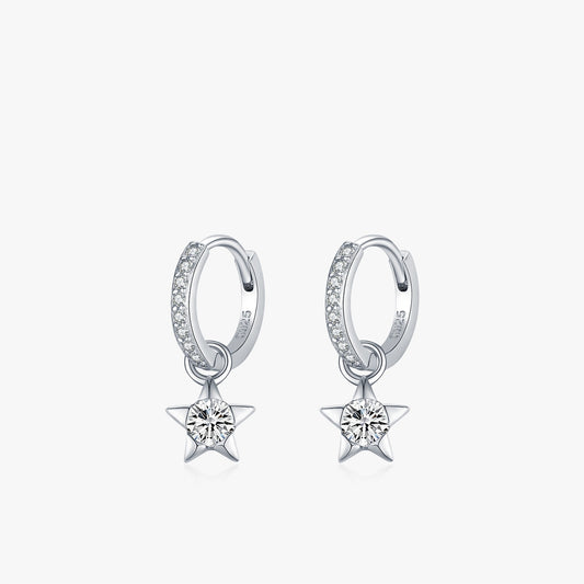 Mozan Diamond S925 Silver Trendy Commuter-style Diamond-studded Versatile Star Earrings