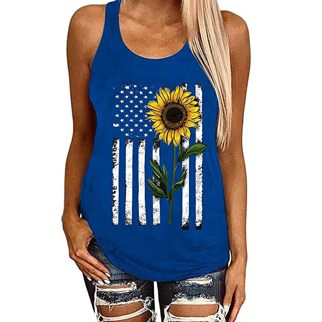 Women's Flag & Sunflower Tank Top