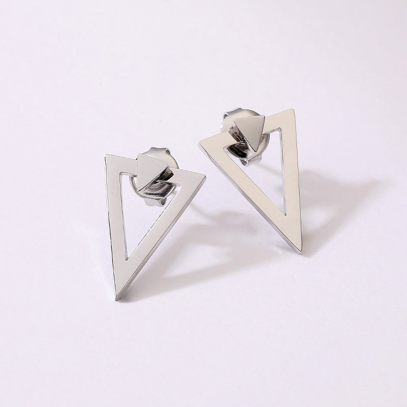 Creative Design Double-Layer Geometric Hollow Triangle Stud Earrings