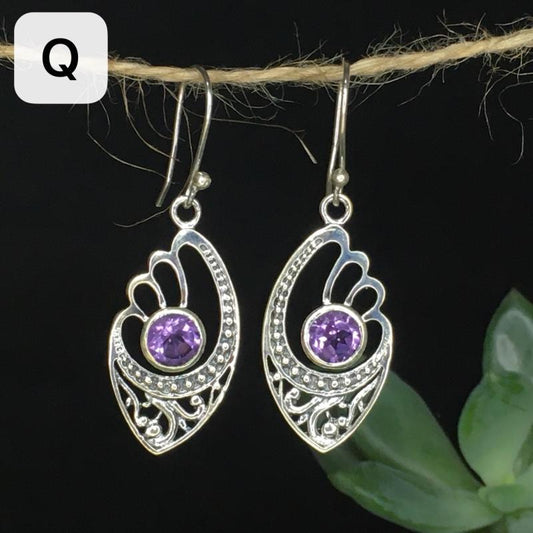 Sterling Silver Natural Crystals Vintage Ethnic Fairy Drop Earrings