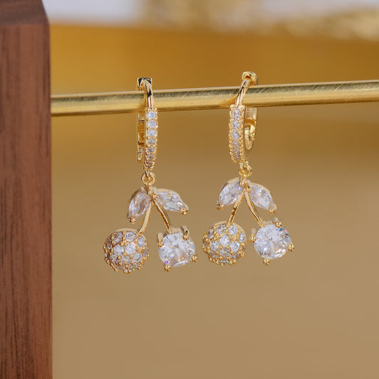 White Cherry Drop Earrings