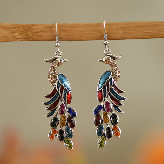 Textured Peacock Earrings