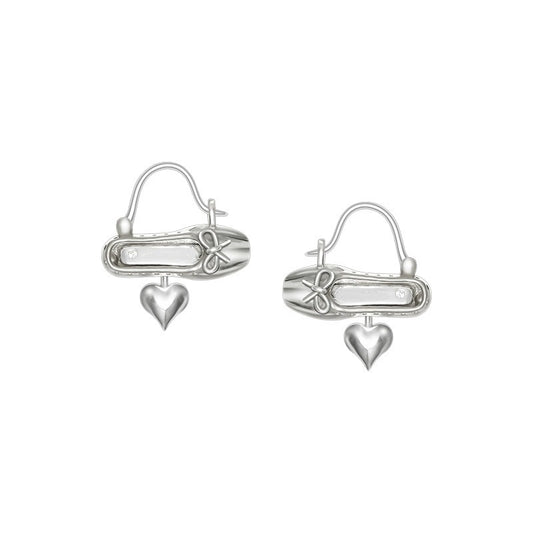 Silver Ballet Shoe Earrings