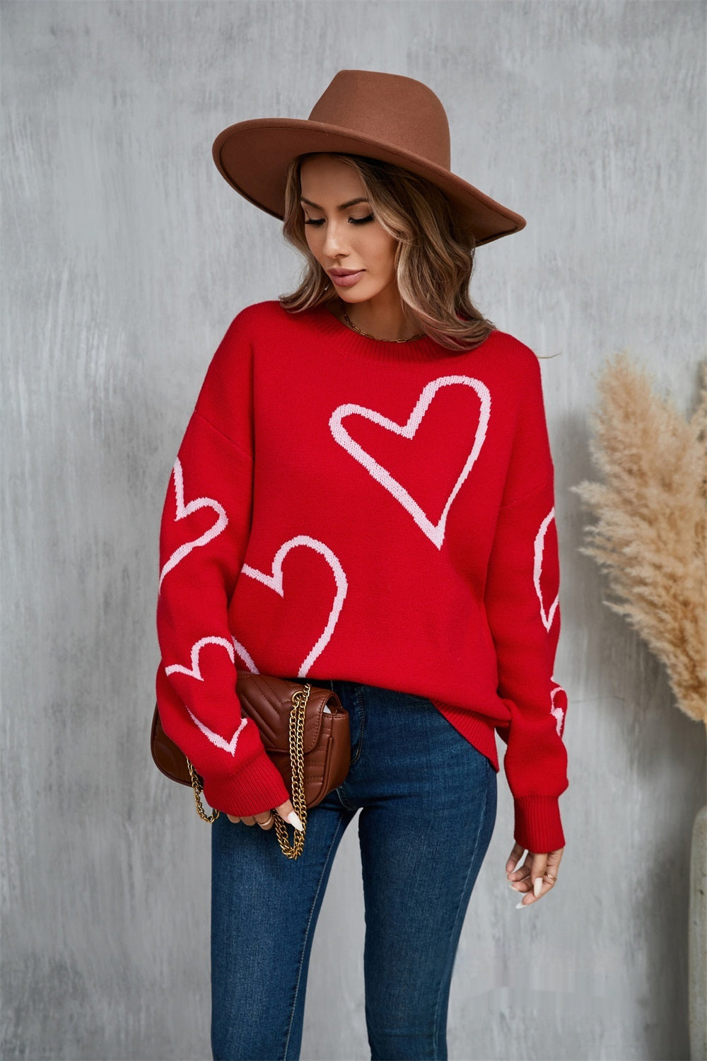 Oversized Pullover Heart Sweater
