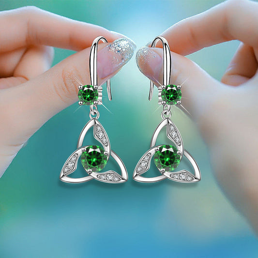 Triangle Inlaid Zircon Earrings