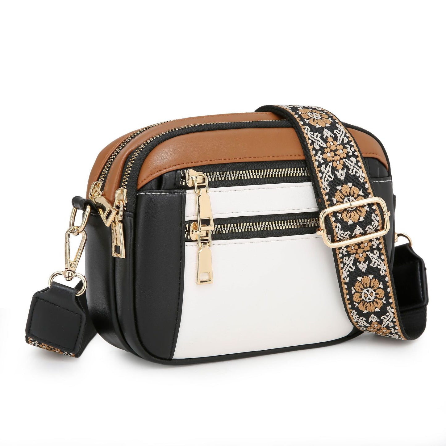 Small Two-tone Leather Crossbody Bag