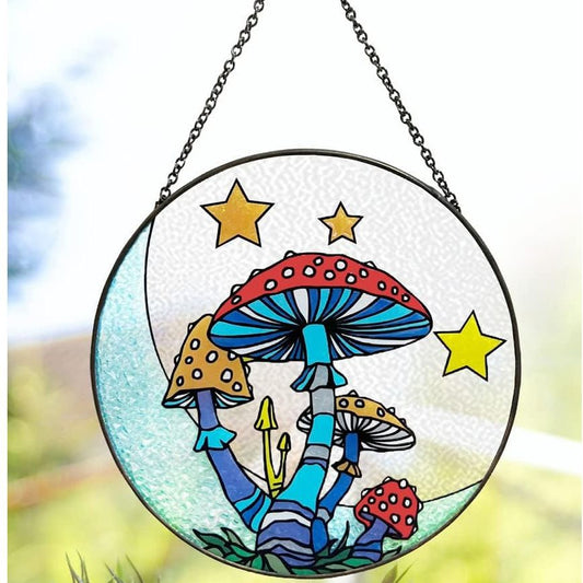 Mushroom Stained Glass Suncatcher