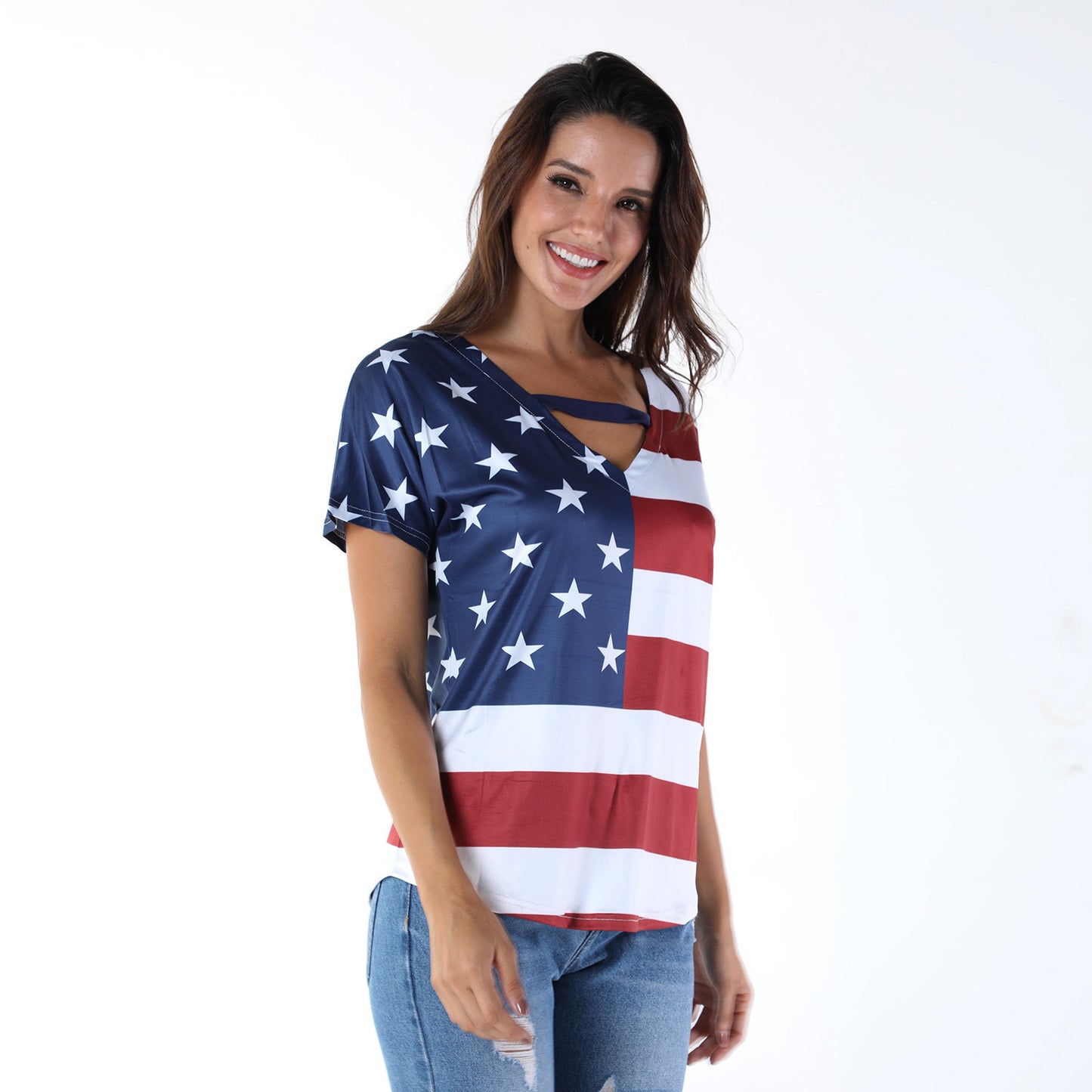 American flag women's fashion short sleeve