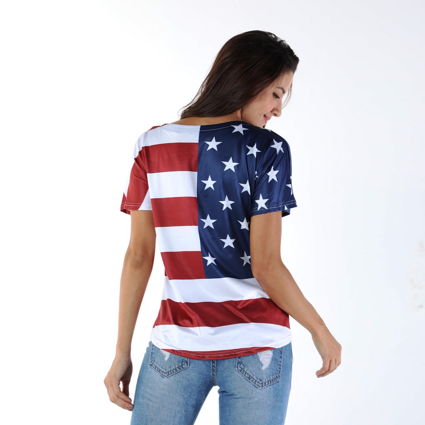 American flag women's fashion short sleeve