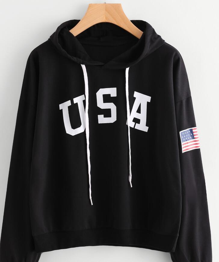 USA long sleeve women's hoodie sweater