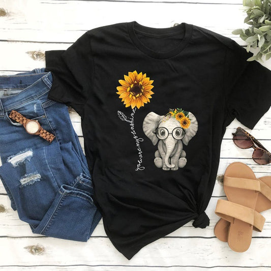 Printed T-shirt loose Casual Short Sleeve Top