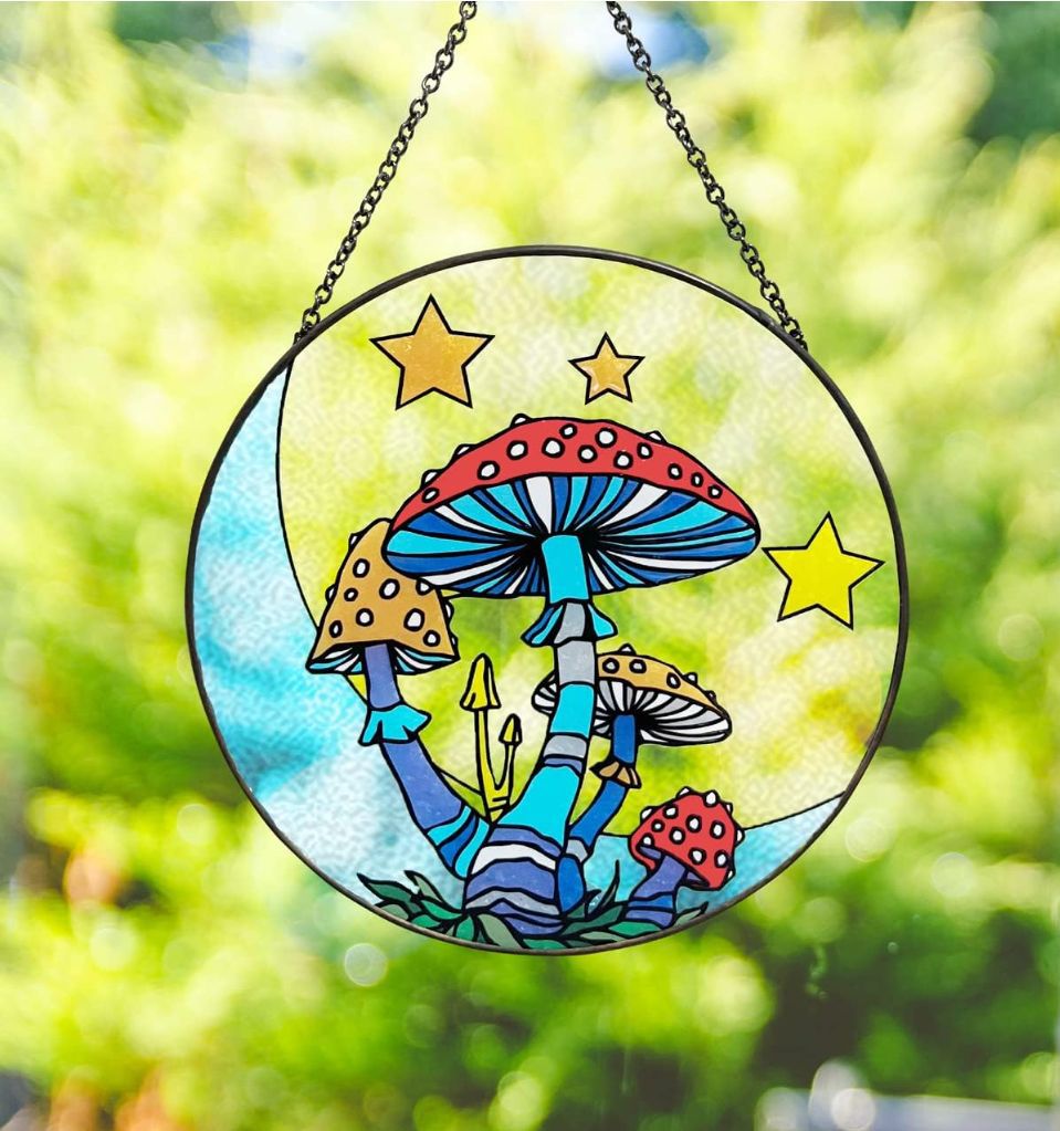 Mushroom Stained Glass Suncatcher