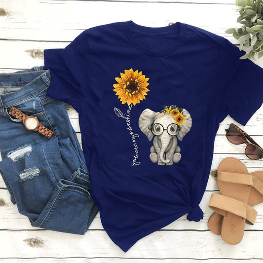 Printed T-shirt loose Casual Short Sleeve Top